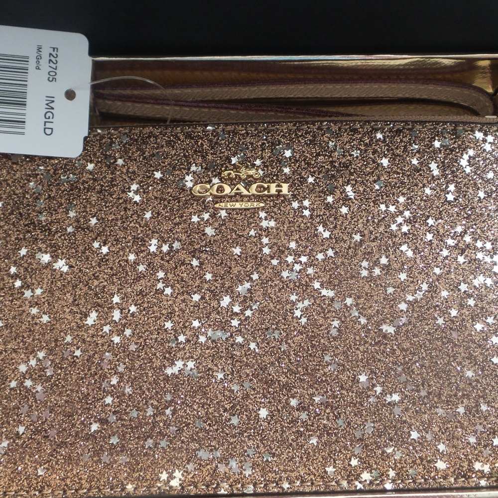 NWT Coach Star Glitter Corner Zip Wrislet
